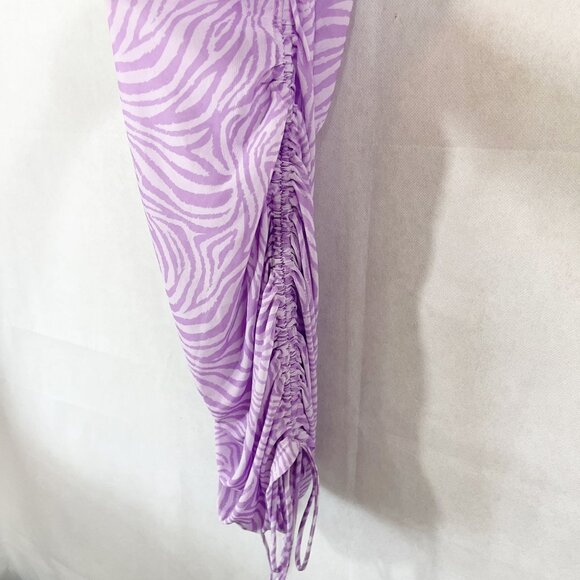 Kendall + Kylie Purple Abstract Print Mesh Ruched Dress Swim Cover Up Size Small - Picture 5 of 6